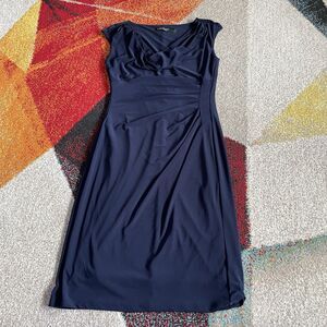 Lauren Ralph Lauren Dress Women 6 Blue Ruched A Line Sleeveless Classic Cocktail